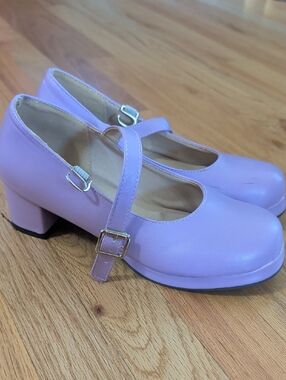 Lavender Mary Jane Dress Shoes with Buckle Strap And Block Heel